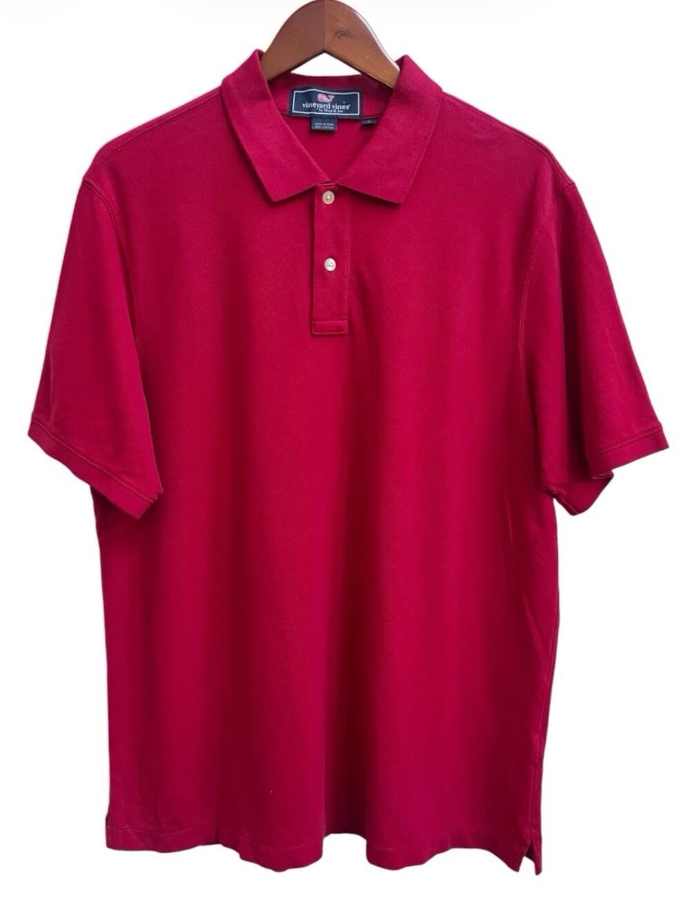 Vineyard Vines Men's Polo Shirt Red Short Sleeve Sz L 100% Cotton